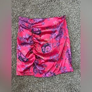 Free People Women's 4 Avas Print Miniskirt in Deep Magenta 15 inch Long